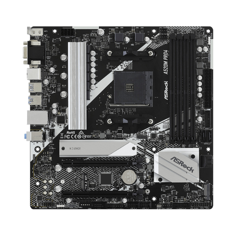 Материнская плата ASRock A520M PRO4 Micro-ATX, AMD AM4 — фото товара
