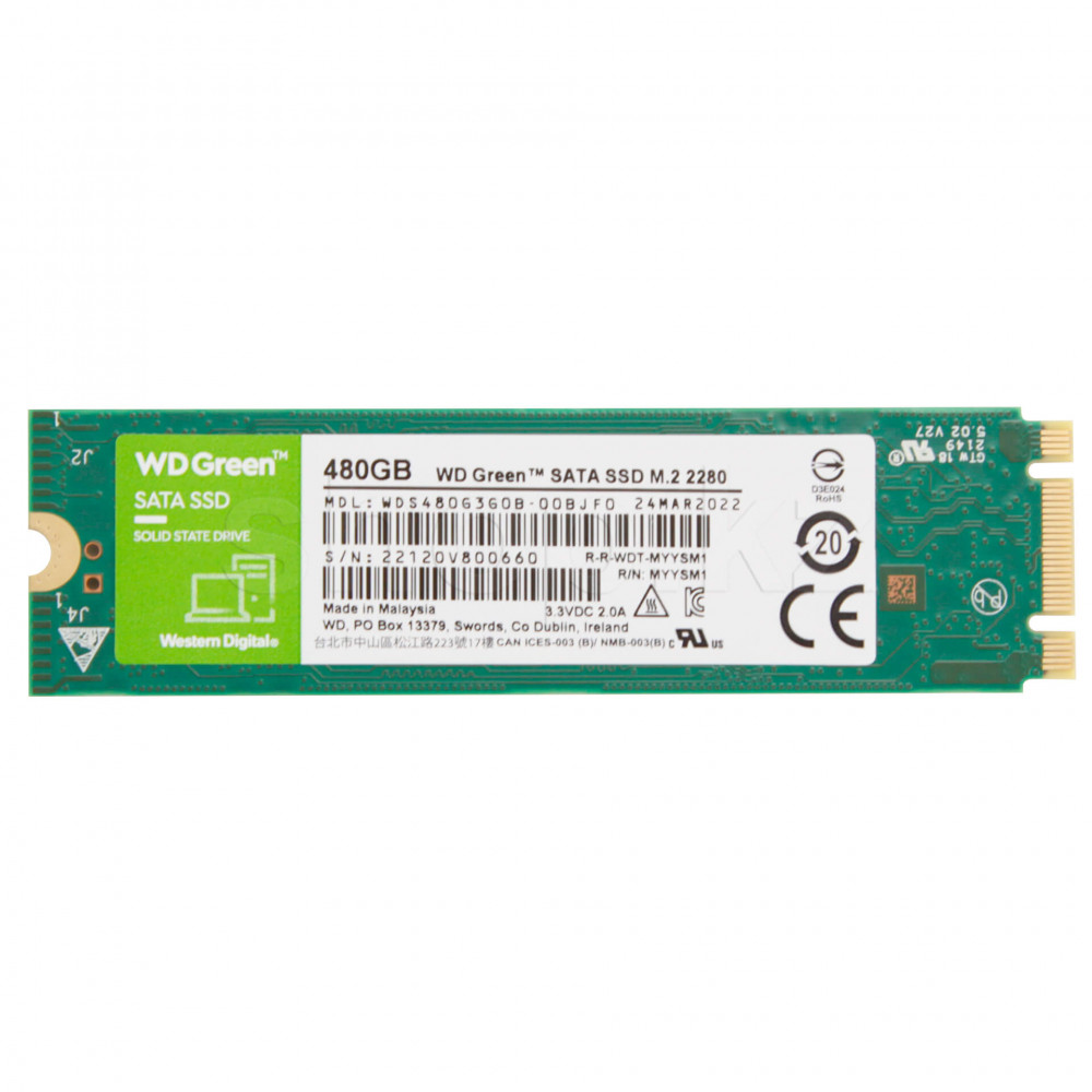 Жесткий диск Western Digital Серия GREEN WDS480G3G0B SSD (твердотельные), 480 ГБ, M.2, SATA — фото товара