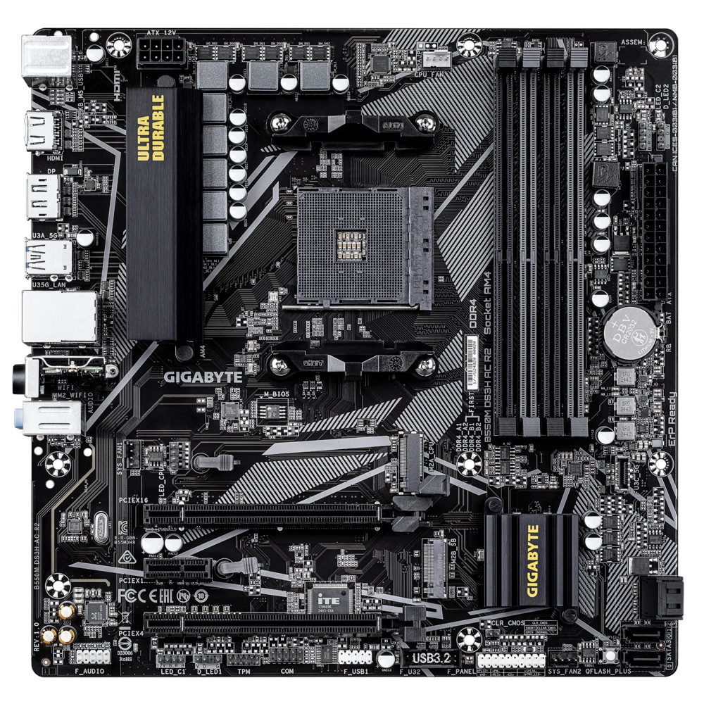 Материнская плата Gigabyte B550M DS3H AC R2 Micro-ATX, AMD AM4 — фото товара