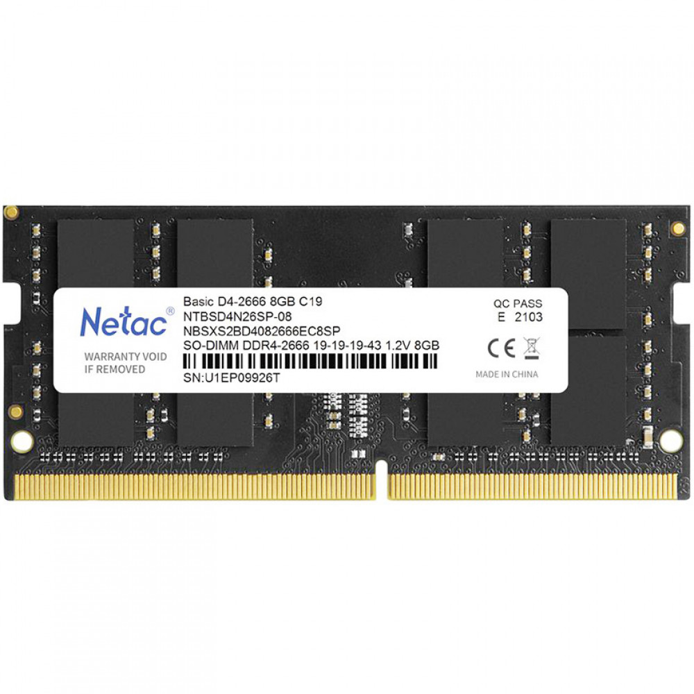 ОЗУ Netac Basic NTBSD4N32SP-08 SO-DIMM, DDR4, 8 Гб, 3200 МГц — фото товара