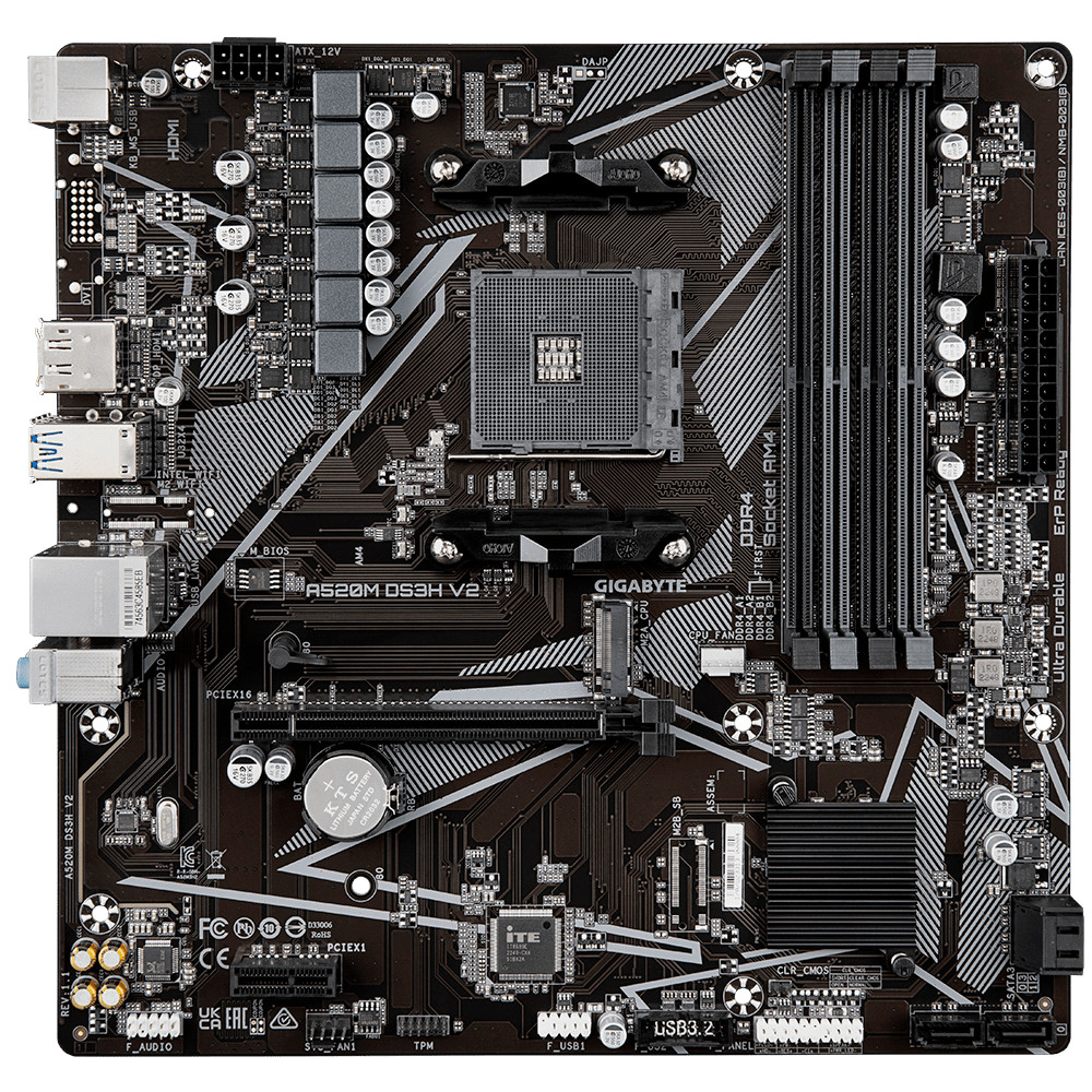 Материнская плата Gigabyte A520M DS3H V2 rev.1.1 Micro-ATX, AMD AM4 - миниатюра 2