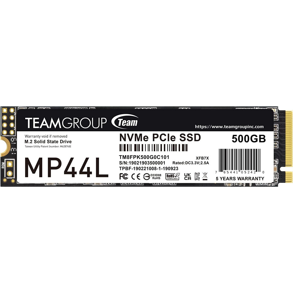 Жесткий диск Team Group MP44L TM8FPK500G0C101 SSD (твердотельные), 500 ГБ, M.2, PCIe — фото товара