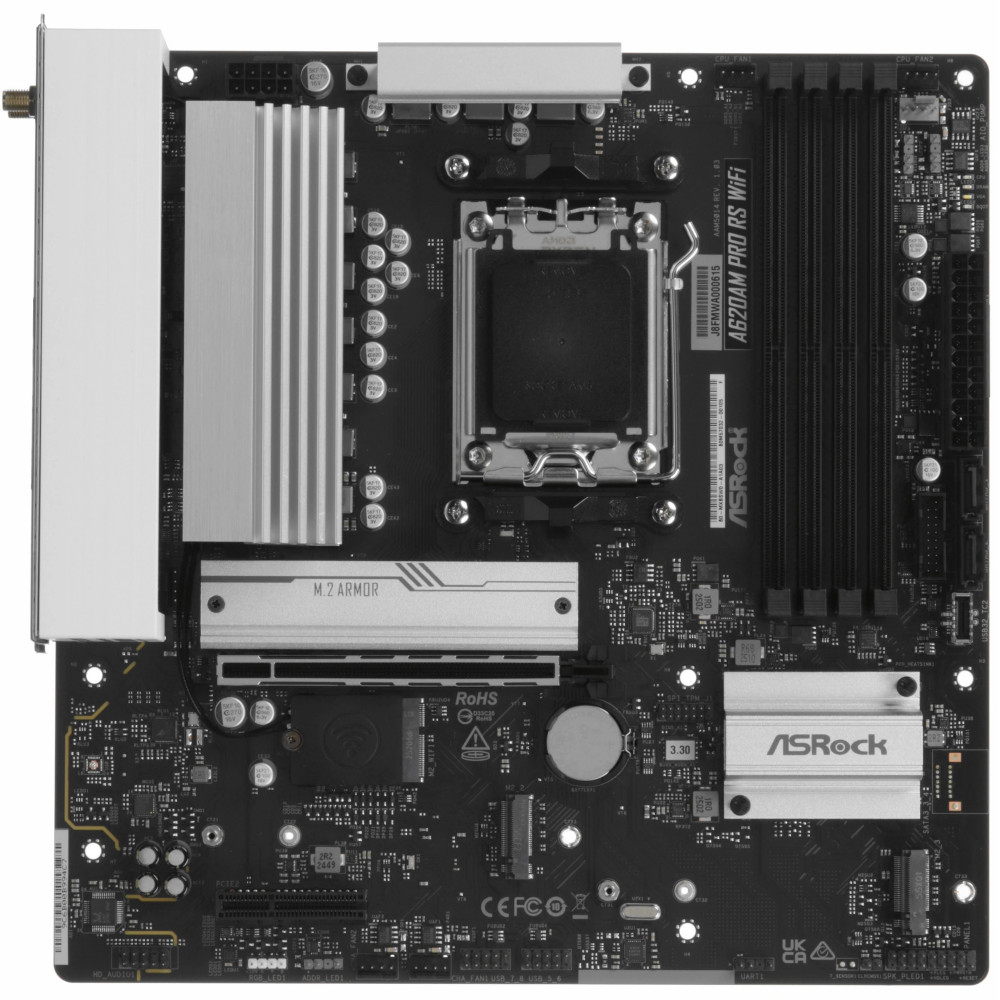 Материнская плата ASRock A620AM PRO RS WIFI Micro-ATX, AMD AM5 - миниатюра 2