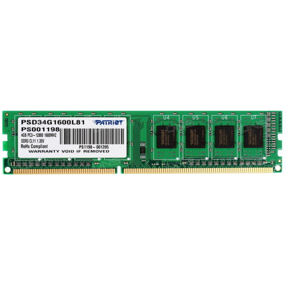 ОЗУ Crucial 4GB PC12800 DDR3L PSD34G1600L81 DIMM, DDR3, 4 Гб, 1600 МГц — фото товара