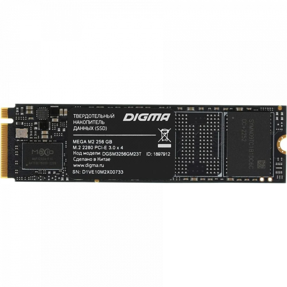 Жесткий диск Digma Mega M2 (DGSM3256GM23T) SSD (твердотельные), 256 ГБ, M.2, PCIe — фото товара