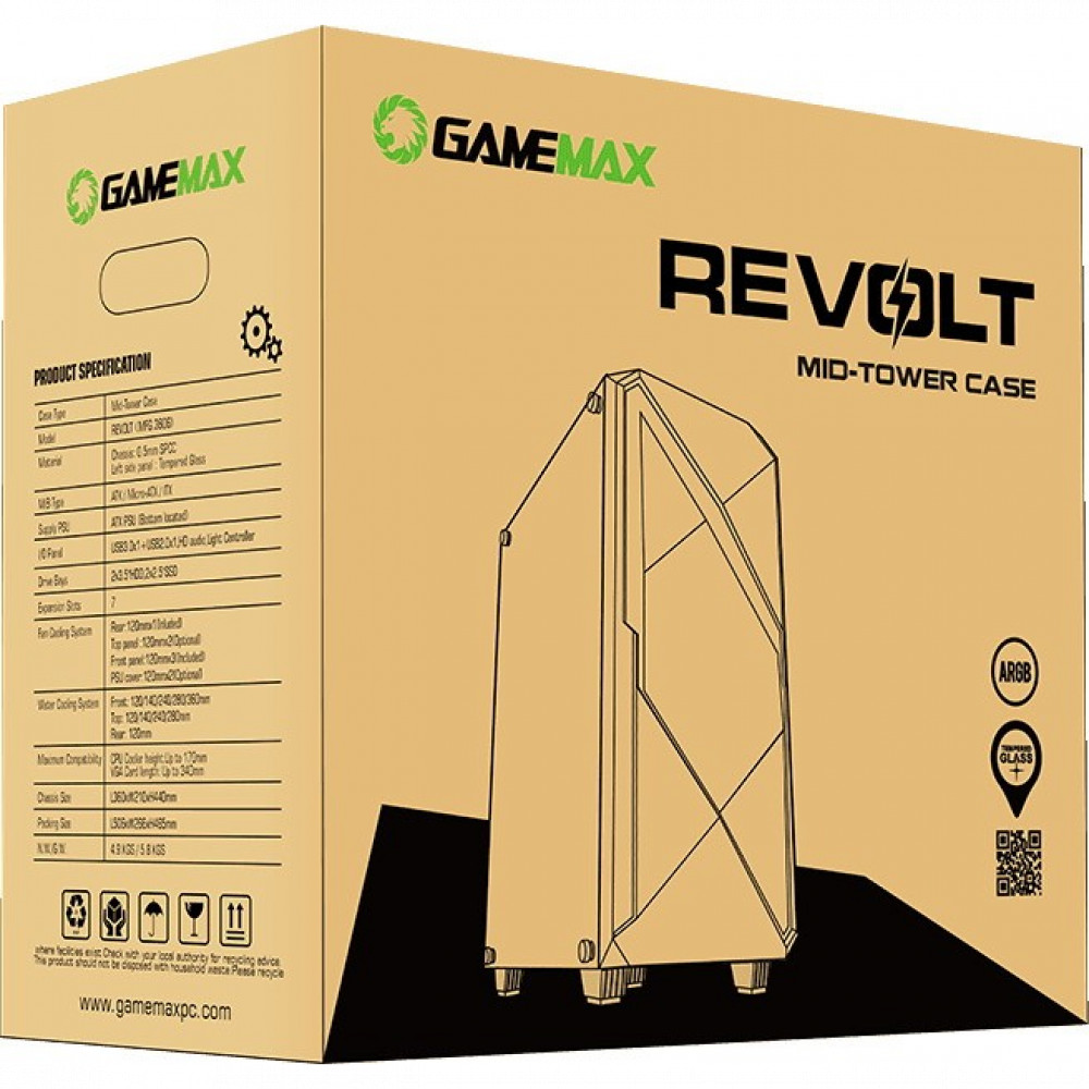 Корпус GameMax Revolt Black Mid-Tower - миниатюра 12