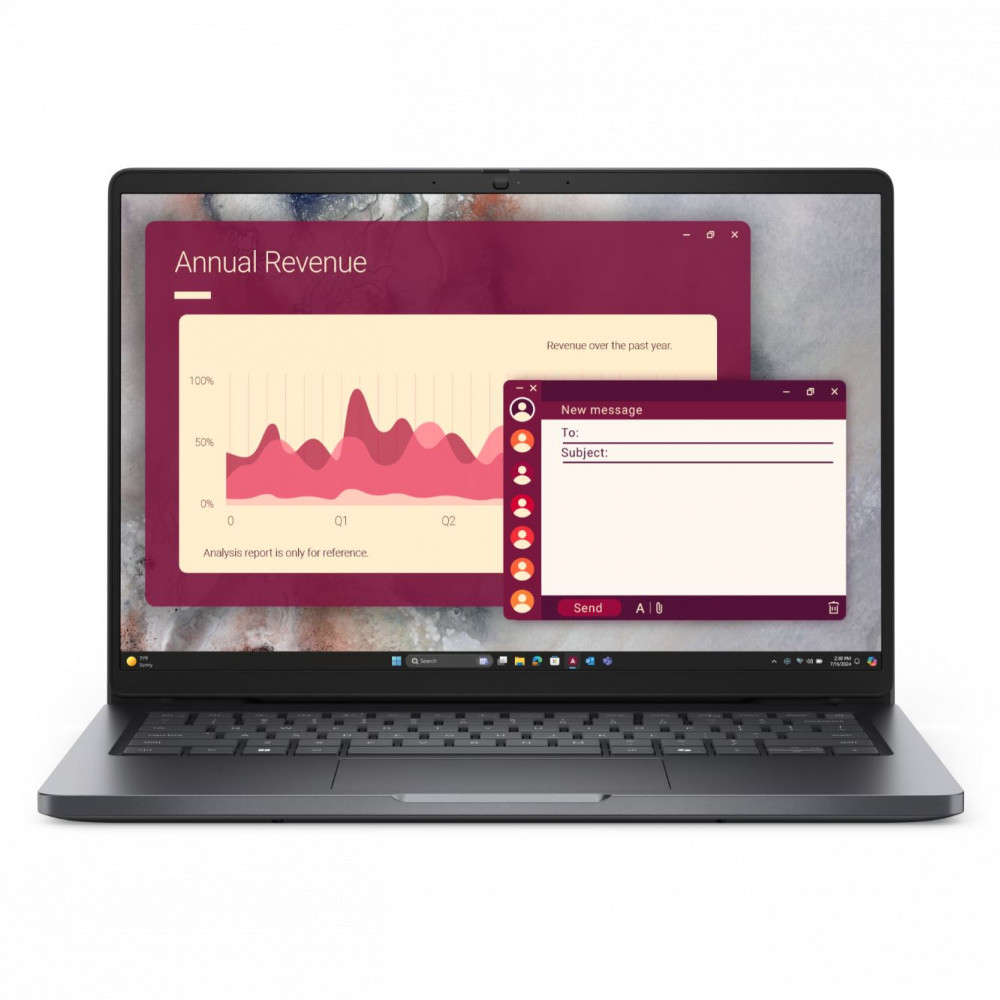 Ноутбук Dell Pro 14 PC14250 BTO109_PC14250_EMEA_210-BQHF 14 ", WUXGA 1920x1200 (16:10), Intel, Core Ultra 7, 16 Гб, 512 ГБ, Intel Graphics, Windows 11 Pro — фото товара