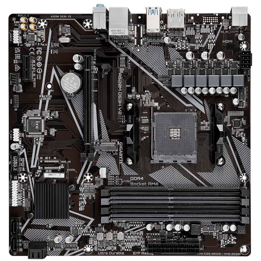 Материнская плата Gigabyte A520M DS3H V2 rev.1.1 Micro-ATX, AMD AM4 — фото товара