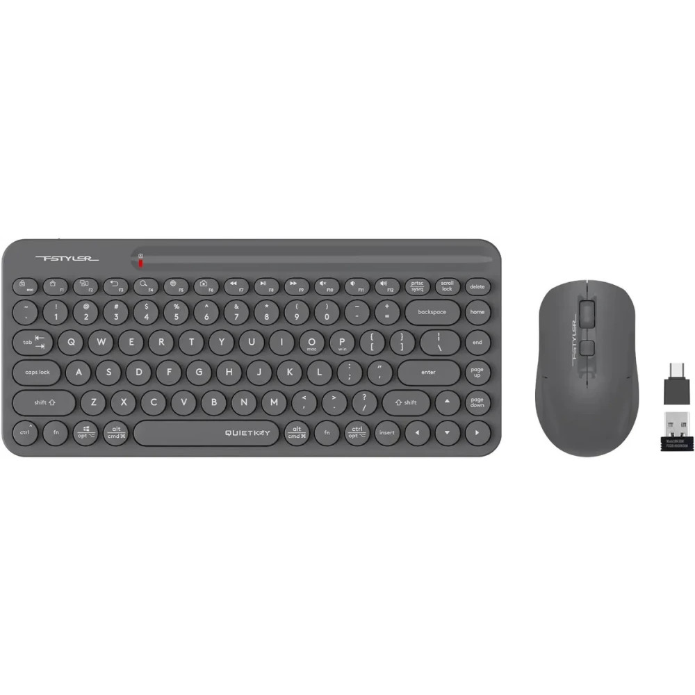 Клавиатура + мышь A4Tech Клавиатура+мышь беспроводная A4tech Fstyler FG3200 Air 2 Grey - миниатюра 2