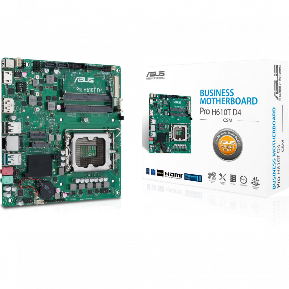 Материнская плата Asus PRO H610T D4-CSM Mini-ATX, LGA 1700 - миниатюра 6