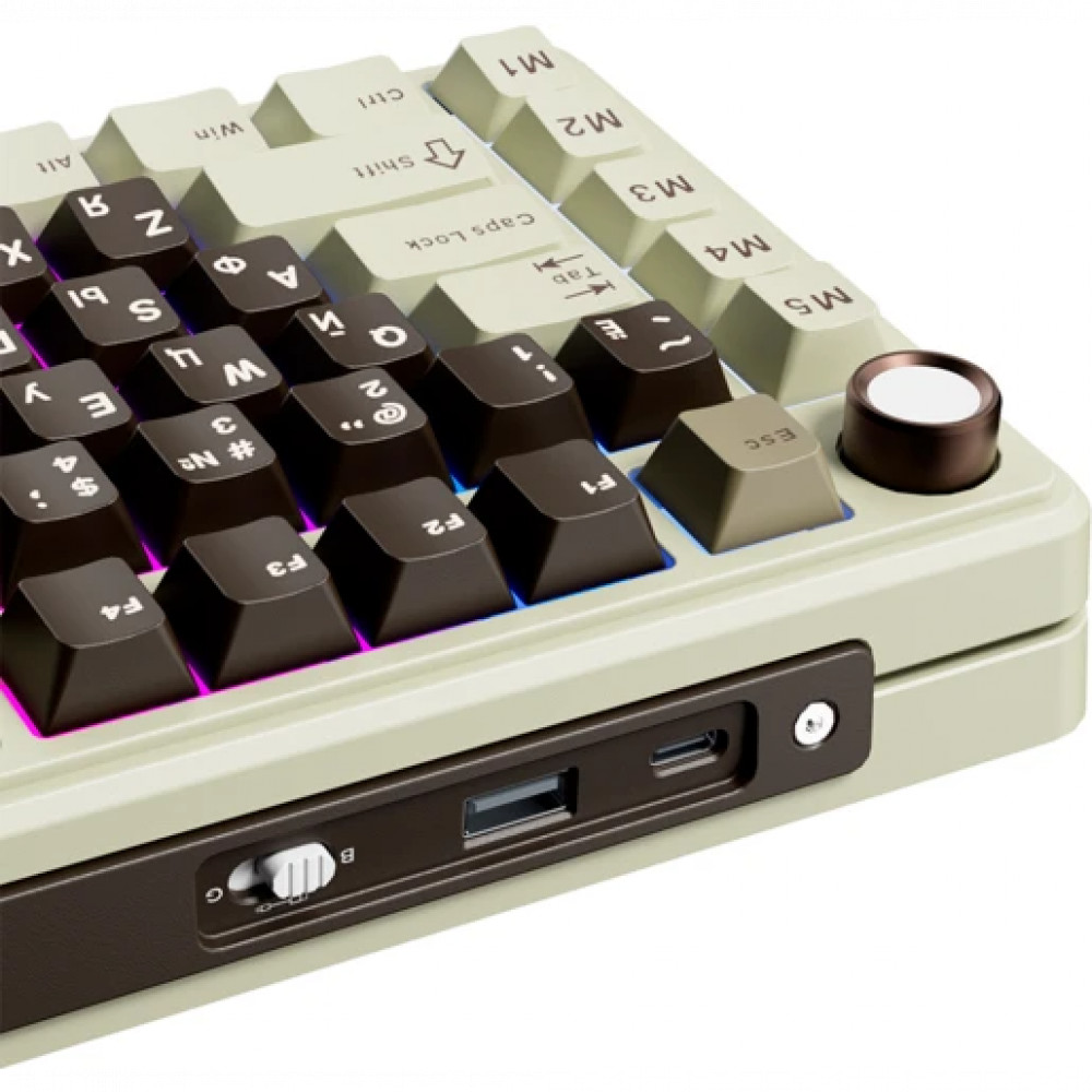 Клавиатура Royal Kludge L75 Mokko Grey (Beige Switch) 6935280827068 Беспроводная, Bluetooth - миниатюра 8