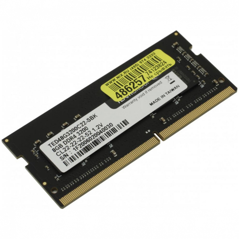 ОЗУ Team Group ELITE TED48G3200C22-S01 SO-DIMM, DDR4, 8 Гб, 3200 МГц — фото товара