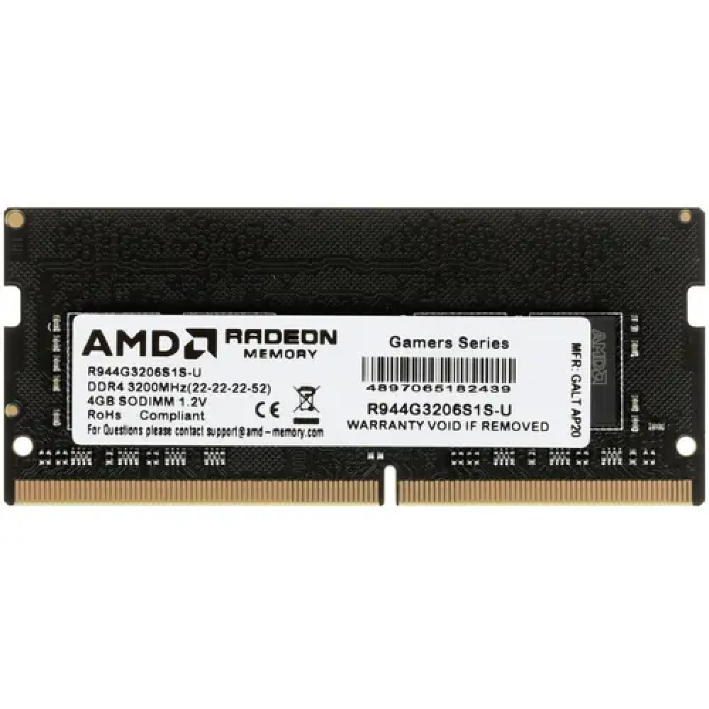 ОЗУ AMD Radeon R9 [R944G3206S1S-U] SO-DIMM, DDR4, 4 Гб, 3200 МГц — фото товара