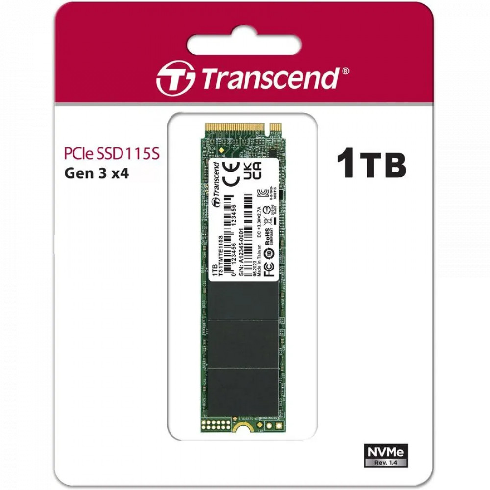 Жесткий диск Transcend MTE115S TS1TMTE115S SSD (твердотельные), 1 ТБ, M.2, PCIe - миниатюра 2