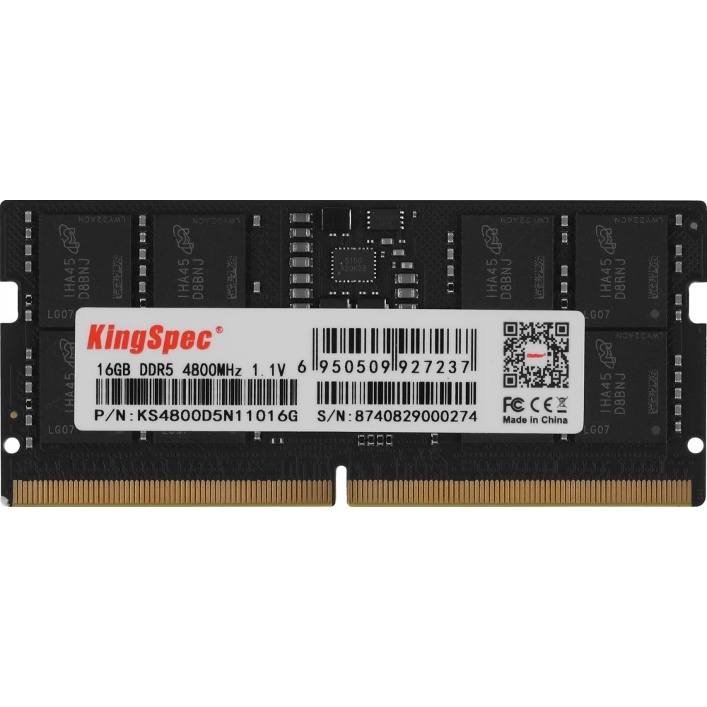 ОЗУ KingSpec DDR5 16GB 4800MHz KS4800D5N11016G SO-DIMM, DDR5, 16 Гб, 4800 МГц — фото товара