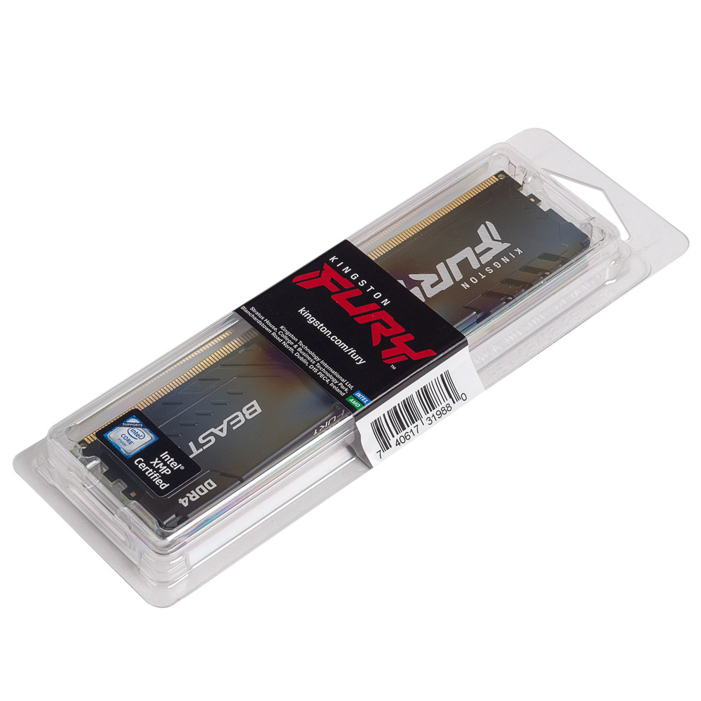 ОЗУ Kingston Fury Beast Black RTL Gaming KF432C16BB/8 DIMM, DDR4, 8 Гб, 3200 МГц — фото товара