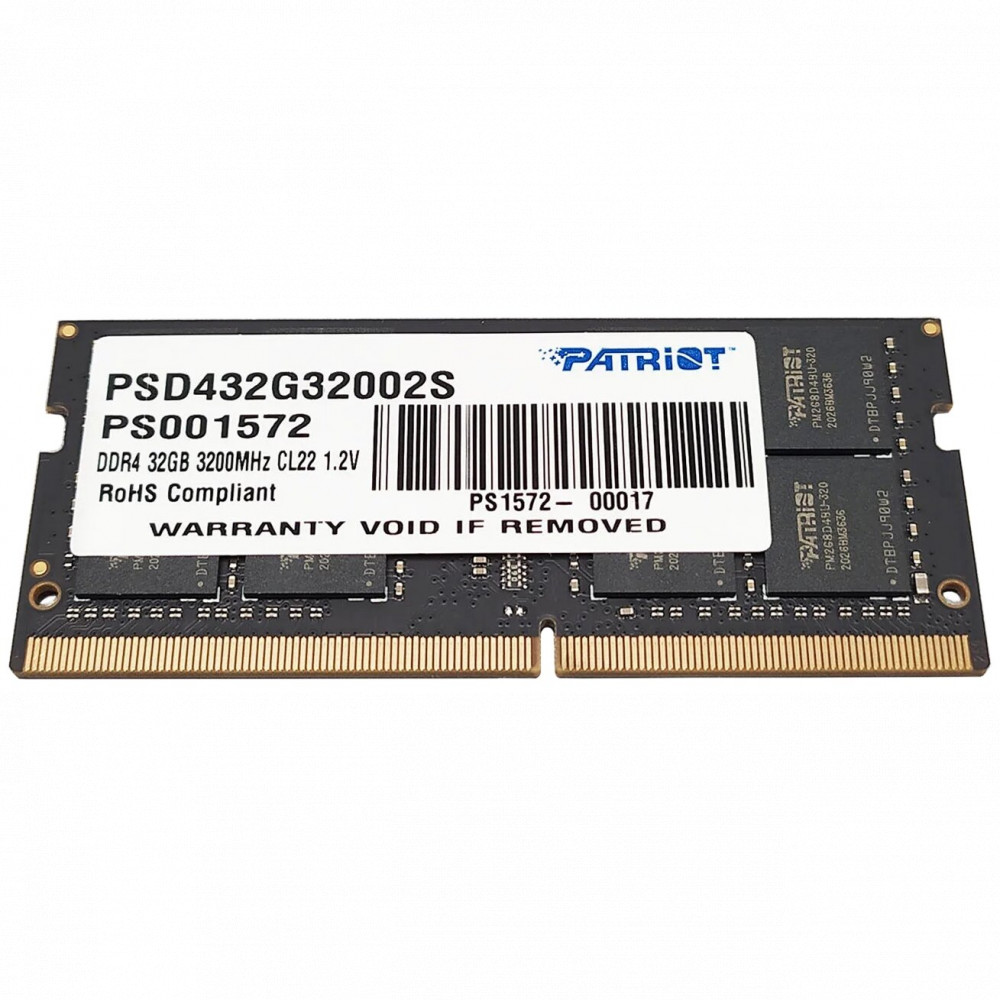 ОЗУ Patriot Signature PSD432G32002S SO-DIMM, DDR4, 32 Гб, 3200 МГц — фото товара
