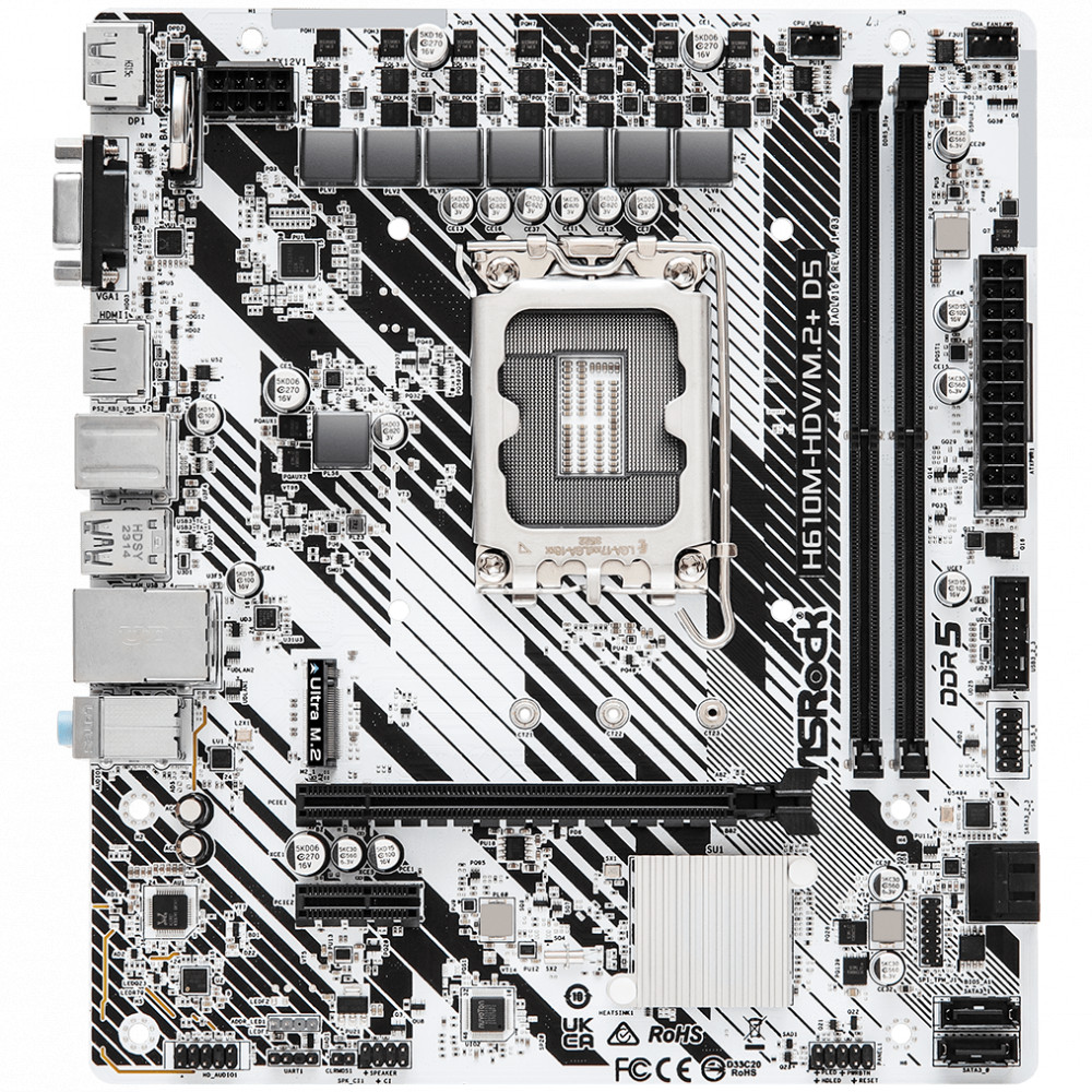 Материнская плата ASRock H610M-HDV/M.2+ D5 Micro-ATX, LGA 1700 - миниатюра 2