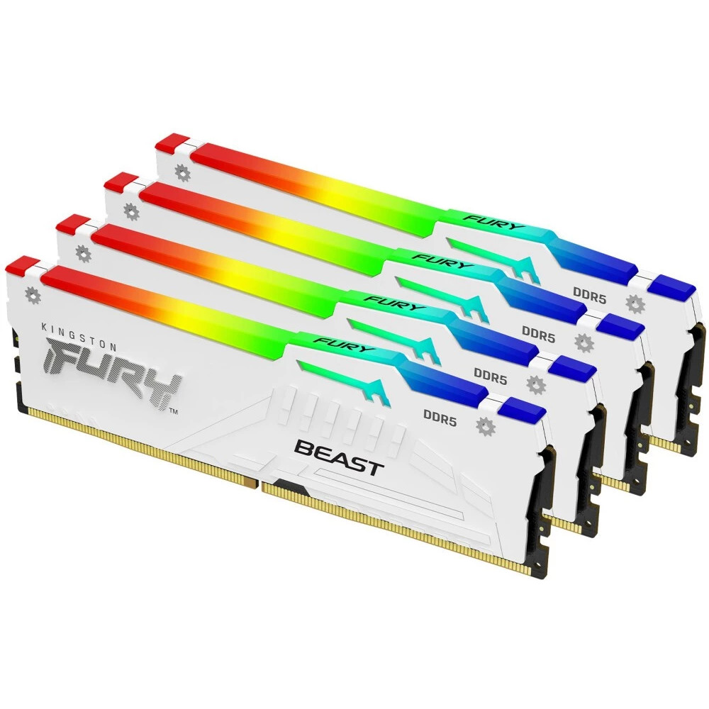 ОЗУ Kingston Fury Beast White RGB KF560C40BWAK4-64 DIMM, DDR5, 64 Гб (4 х 16 Гб), 6000 МГц — фото товара