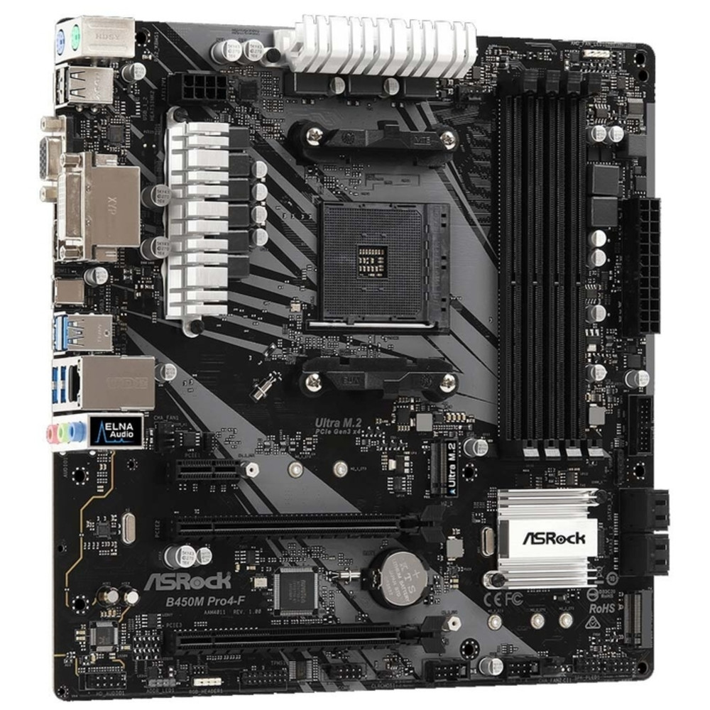 Материнская плата ASRock B450M PRO4-F Micro-ATX, AMD AM4 — фото товара