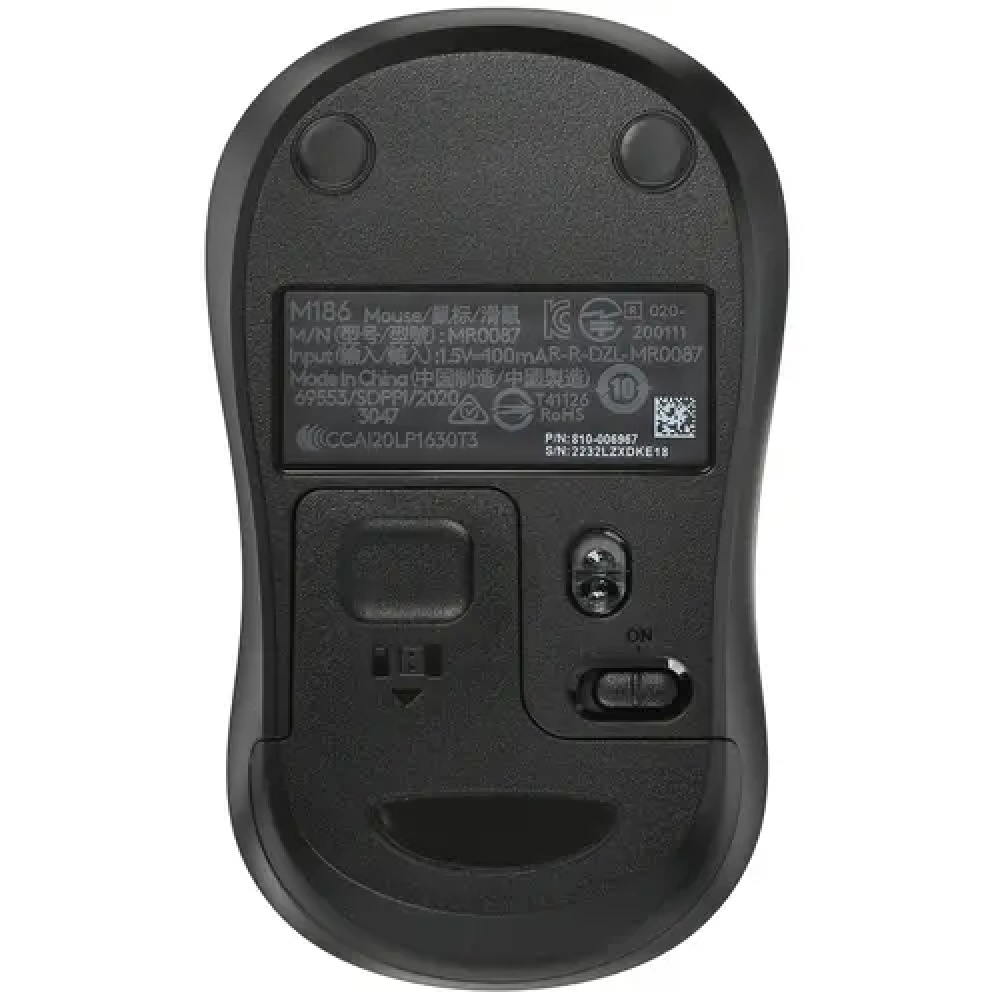 Мышь Logitech M186 910-004131 Бюджетные, Беспроводная - миниатюра 3
