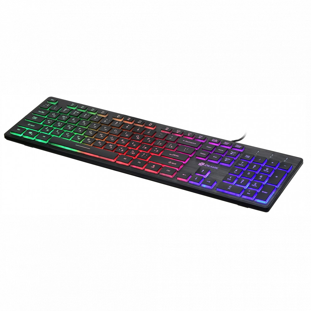 Клавиатура Oklick 550ML черный USB slim Multimedia LED 1061617 Проводная, USB - миниатюра 3