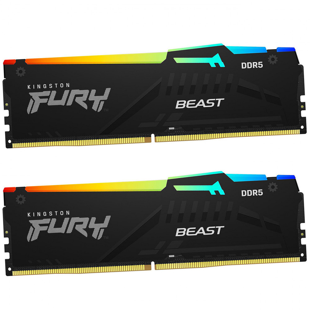 ОЗУ Kingston Fury Beast RGB KF564C32BBEAK2-64 DIMM, DDR5, 64 Гб (2 х 32 Гб), 6400 МГц — фото товара