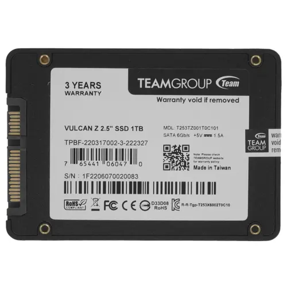 Жесткий диск Team Group T-FORCE VULKAN Z T253TZ001T0C101 SSD (твердотельные), 1 ТБ, 2.5 дюйма, SATA - миниатюра 2