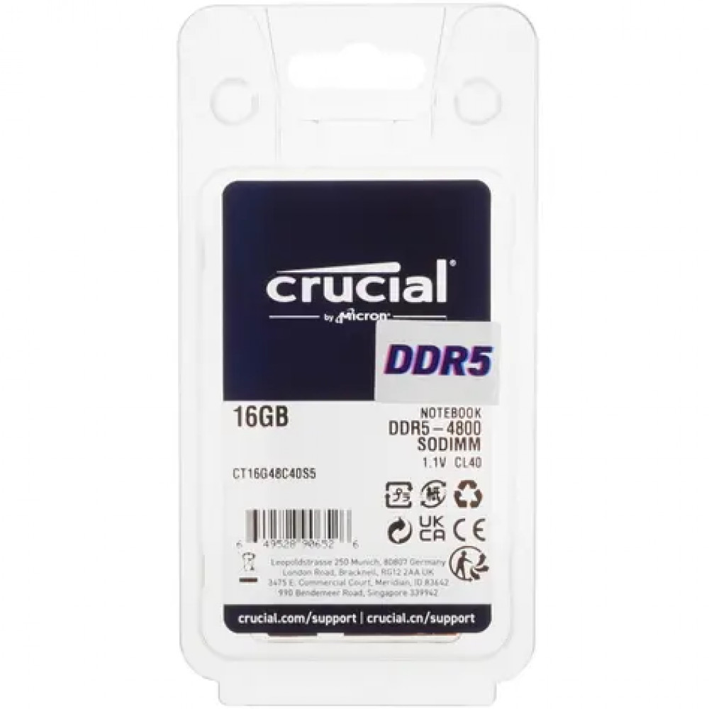 ОЗУ Crucial CT16G48C40S5 SO-DIMM, DDR5, 16 Гб, 4800 МГц - миниатюра 3