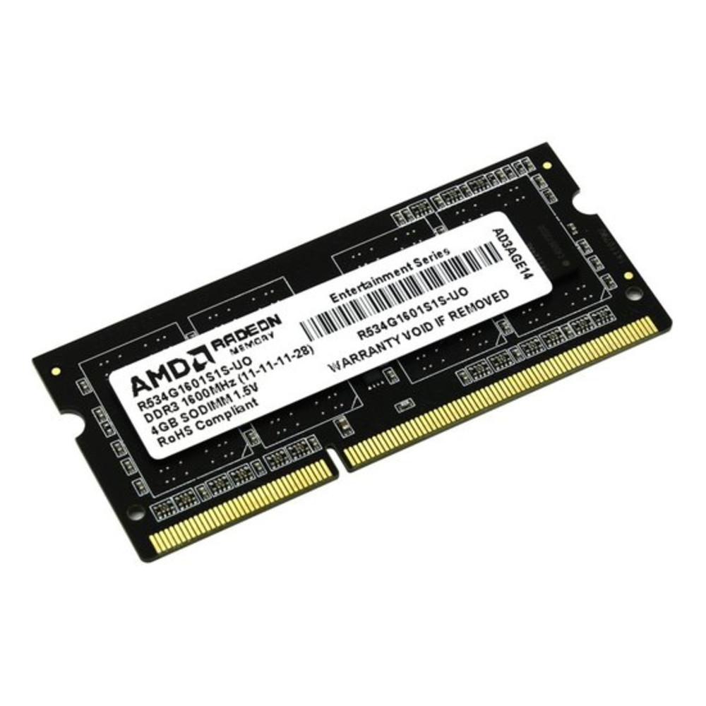 ОЗУ AMD R534G1601S1S R534G1601S1S-UO SO-DIMM, DDR3, 4 Гб, 1600 МГц — фото товара