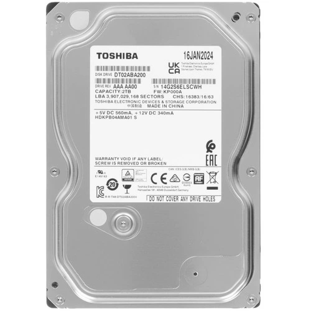 Жесткий диск Toshiba DT02ABA200 HDD (классические), 2 ТБ, 3.5 дюйма, SATA — фото товара