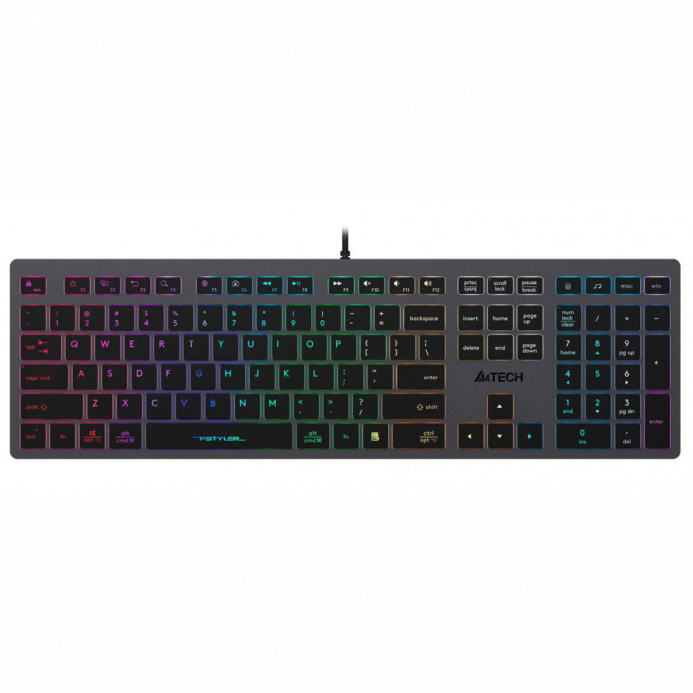 Клавиатура A4Tech Fstyler FX60 FX60 GREY / NEON Проводная, USB — фото товара