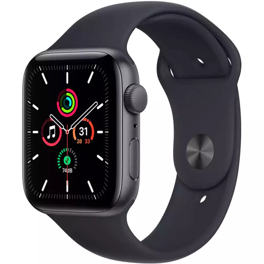 Apple Watch SE GPS, 44mm Space Grey Aluminium Case with Midnight Sport Band - Regular MKQ63GK Смарт-часы — фото товара