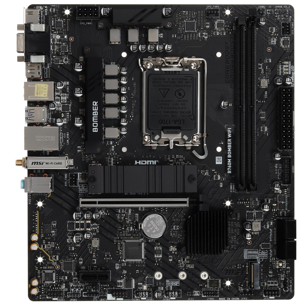 Материнская плата MSI B760M BOMBER WIFI Micro-ATX, LGA 1700 — фото товара