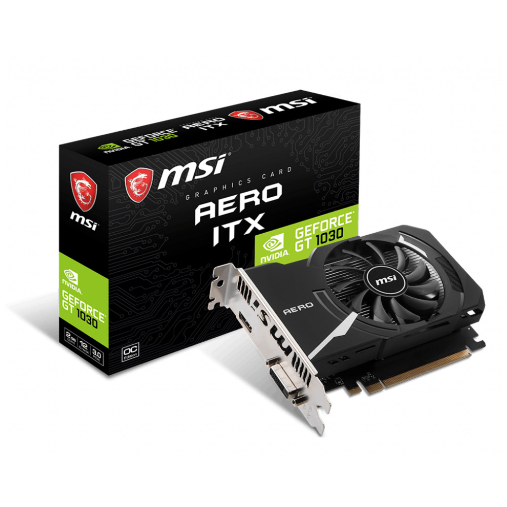 Видеокарта MSI GeForce GT 1030 AERO ITX 2GD4 OC 2 ГБ — фото товара