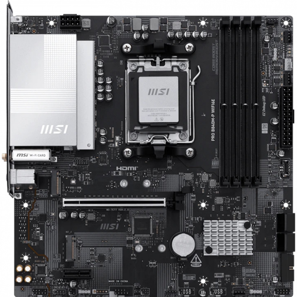 Материнская плата MSI PRO B840M-P WIFI6E Micro-ATX, AMD AM5 — фото товара