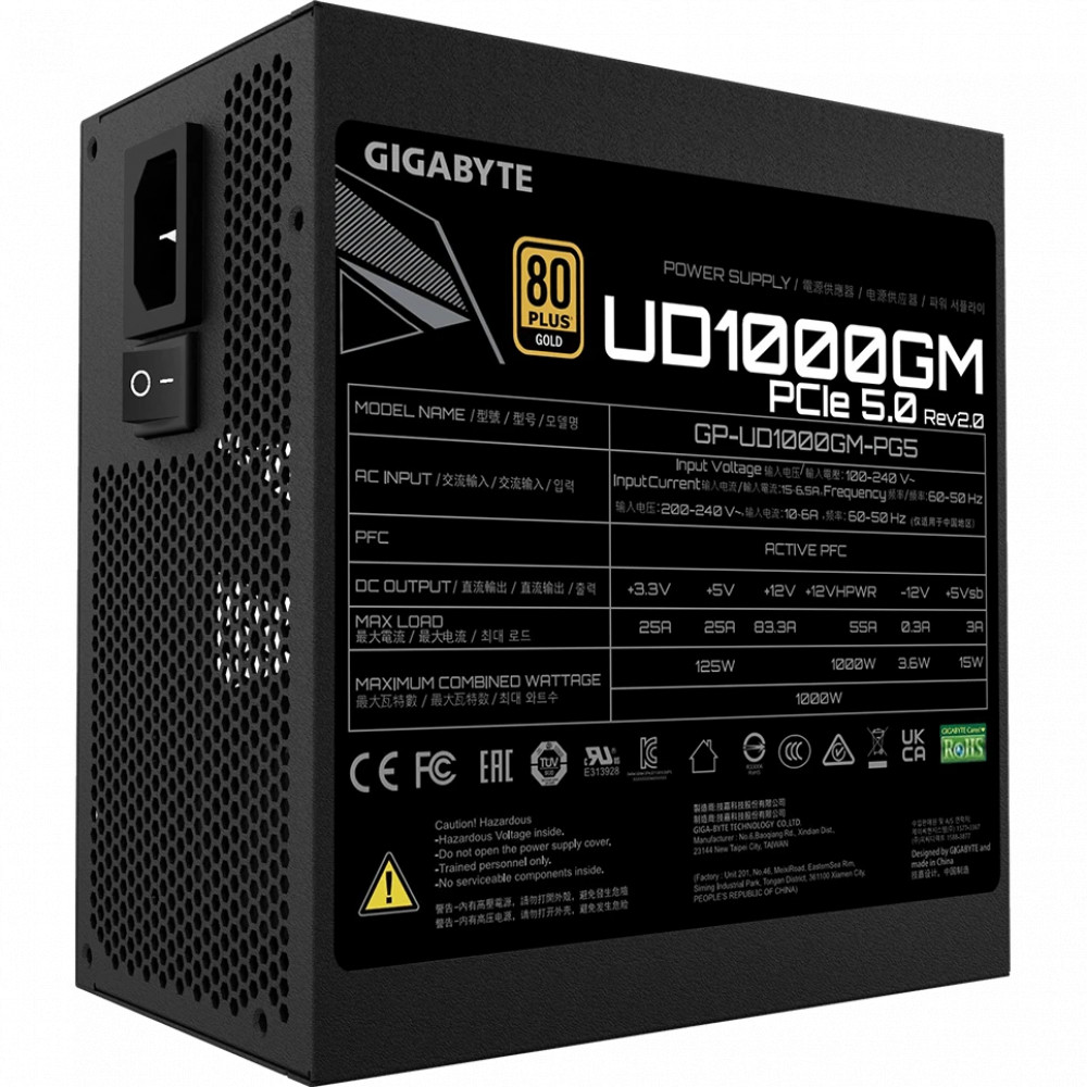 Блок питания Gigabyte 28200-U10GB-1CEUR 1000 Вт, 80+ Gold - миниатюра 3
