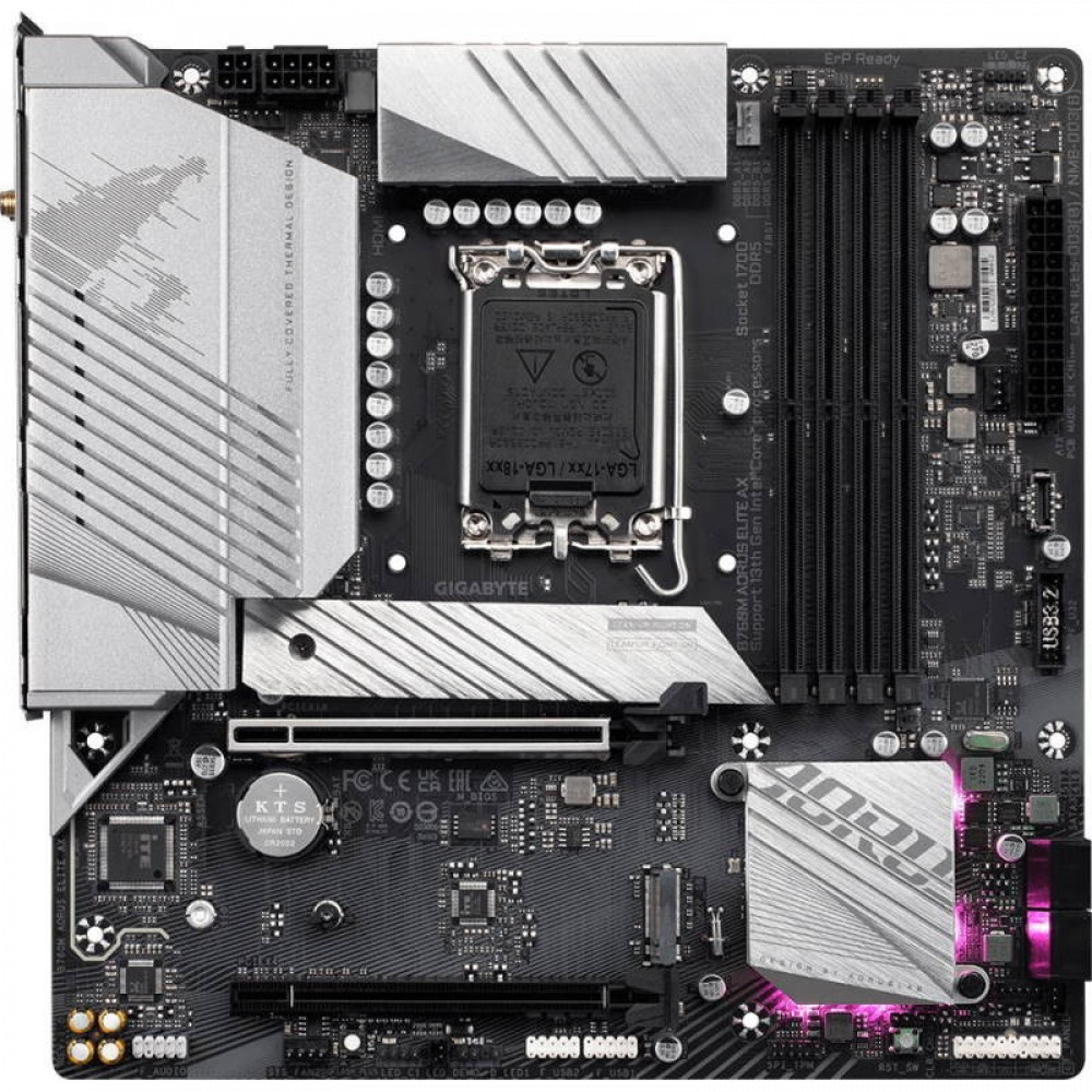 Материнская плата Gigabyte B760M AORUS ELITE AX Micro-ATX, LGA 1700 - миниатюра 2
