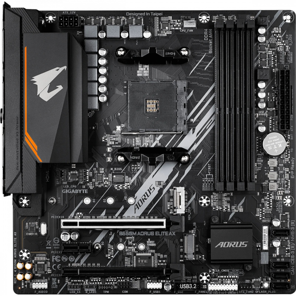 Материнская плата Gigabyte B550M Aorus Elite AX rev. 1.4 Micro-ATX, AMD AM4 — фото товара