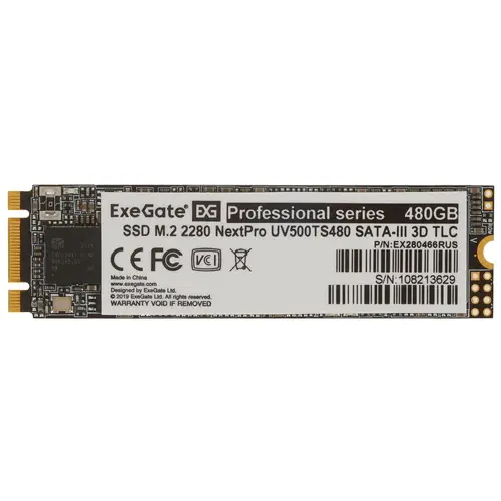 Жесткий диск ExeGate NextPro UV500TS480 EX280466RUS SSD (твердотельные), 480 ГБ, M.2, SATA — фото товара