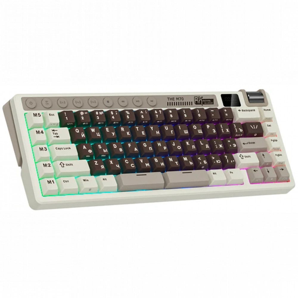 Клавиатура Royal Kludge M70 Mokko Grey (Cream Switch) 6935280827112 Беспроводная, Bluetooth - миниатюра 4