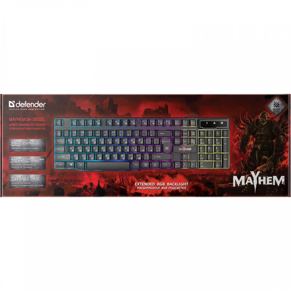 Клавиатура Defender Mayhem GK-360DL 45360 Проводная, USB - миниатюра 8
