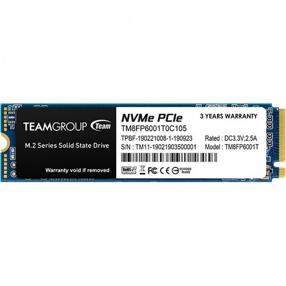 Жесткий диск Team Group MP33 TM8FP6001T0C101 SSD (твердотельные), 1 ТБ, M.2, PCIe — фото товара