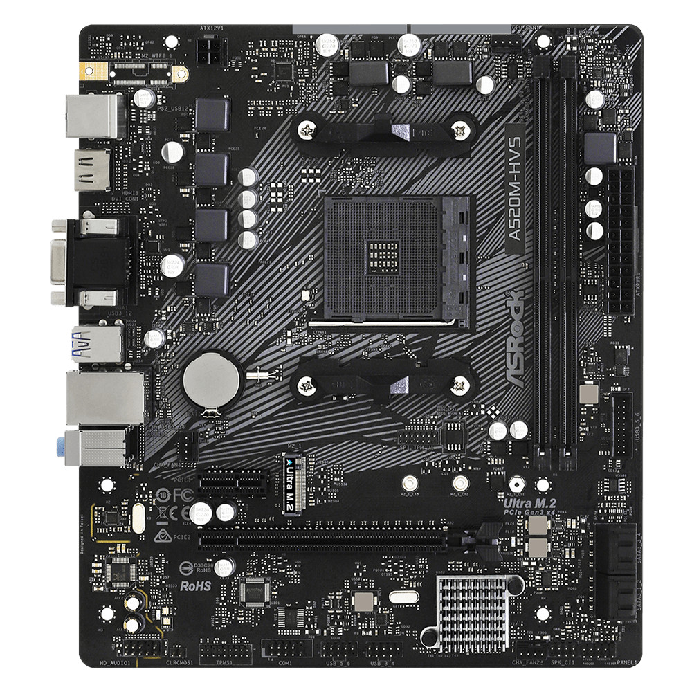 Материнская плата ASRock A520M-HVS A520M-HVS DDR4 Mini-ATX, AMD AM4 — фото товара