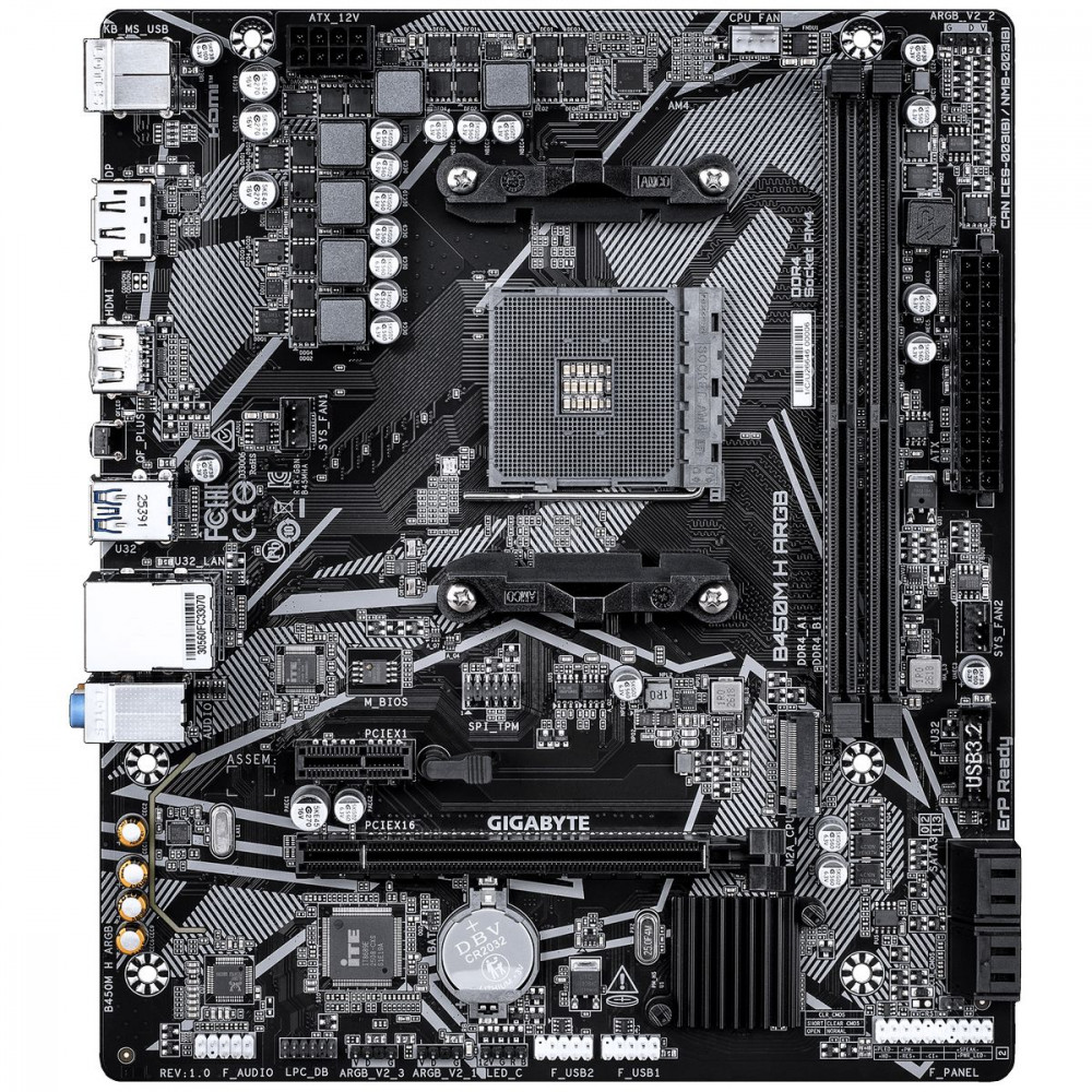 Материнская плата Gigabyte B450M H ARGB Micro-ATX, AMD AM4 — фото товара
