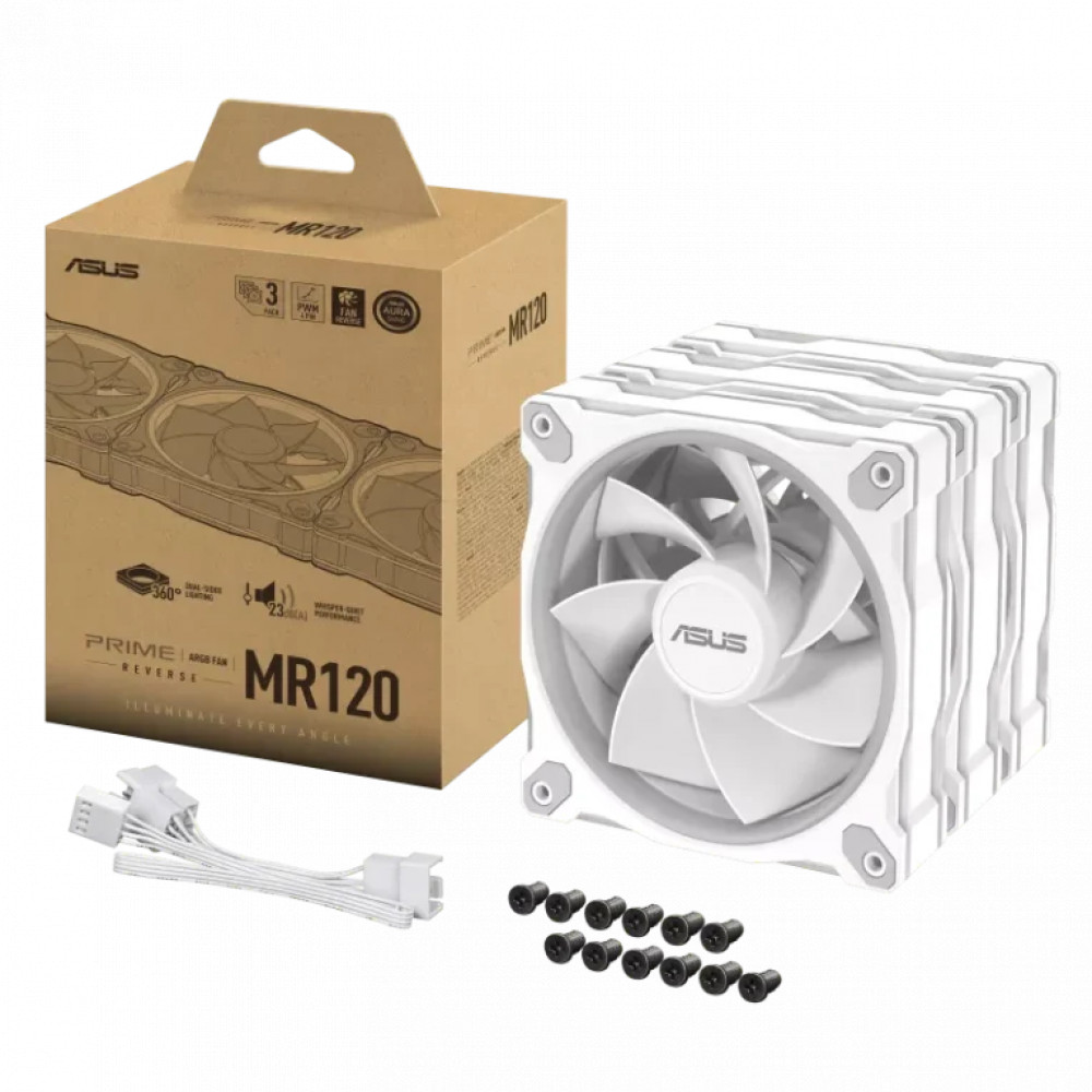 Система охлаждения Asus PRIME MR120 FAN ARGB REVERSE WHITE 3IN1 Для системного блока - миниатюра 4