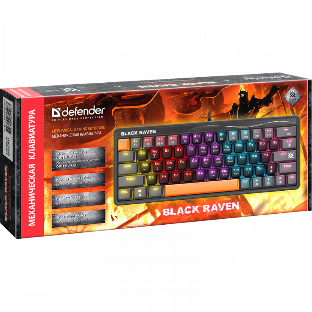 Клавиатура Defender Black Raven GK-417 Black 45417 Проводная, USB - миниатюра 2