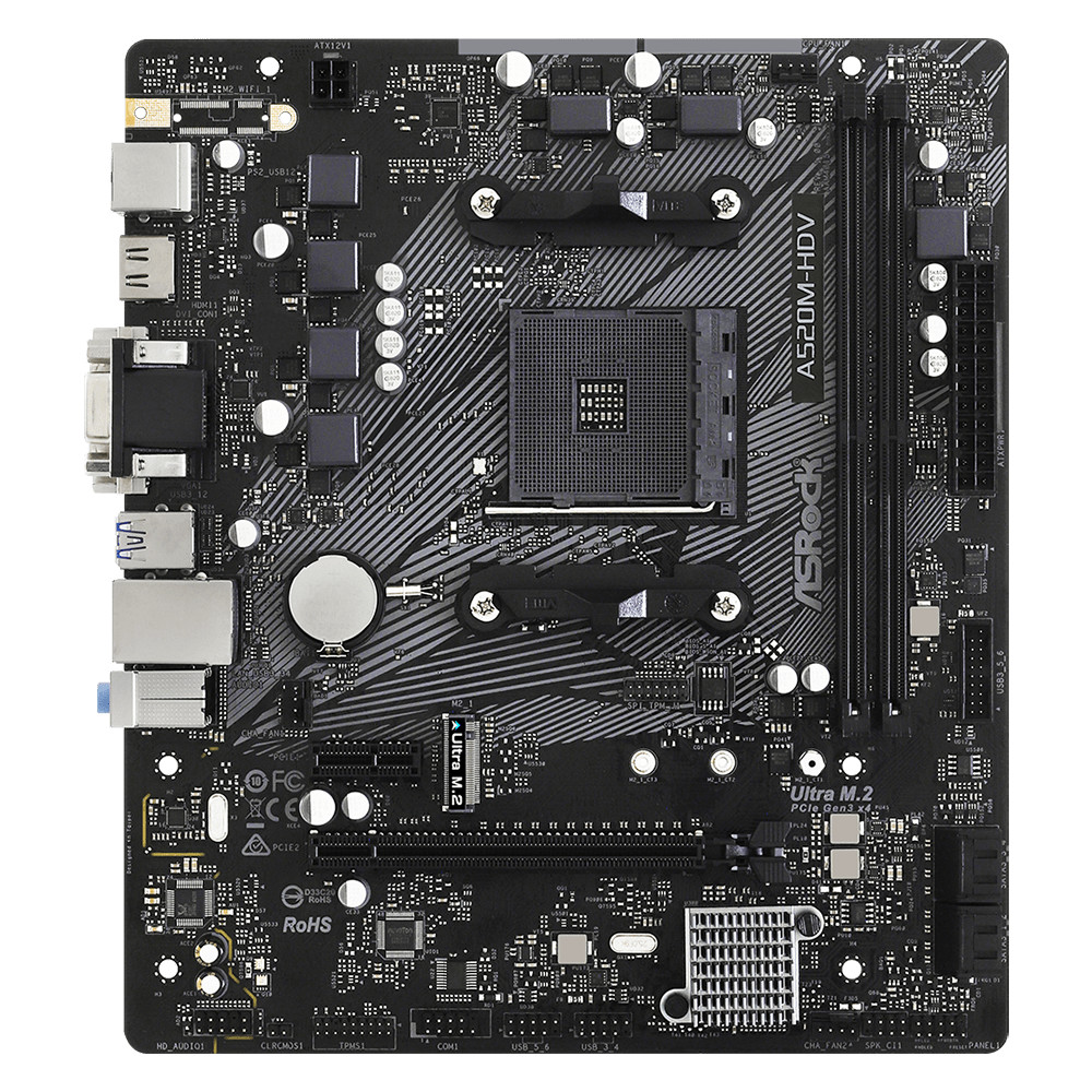 Материнская плата ASRock A520M-HDV Micro-ATX, AMD AM4 — фото товара