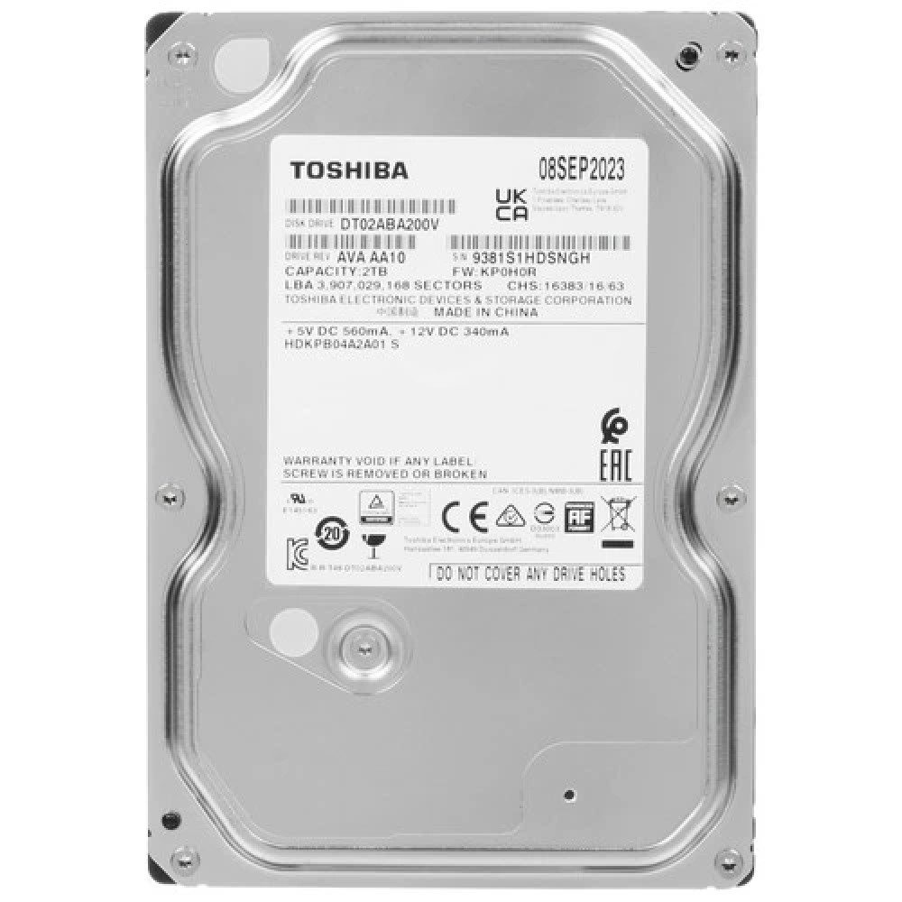 Жесткий диск Toshiba DT02ABA200V HDD (классические), 2 ТБ, 3.5 дюйма, SATA — фото товара