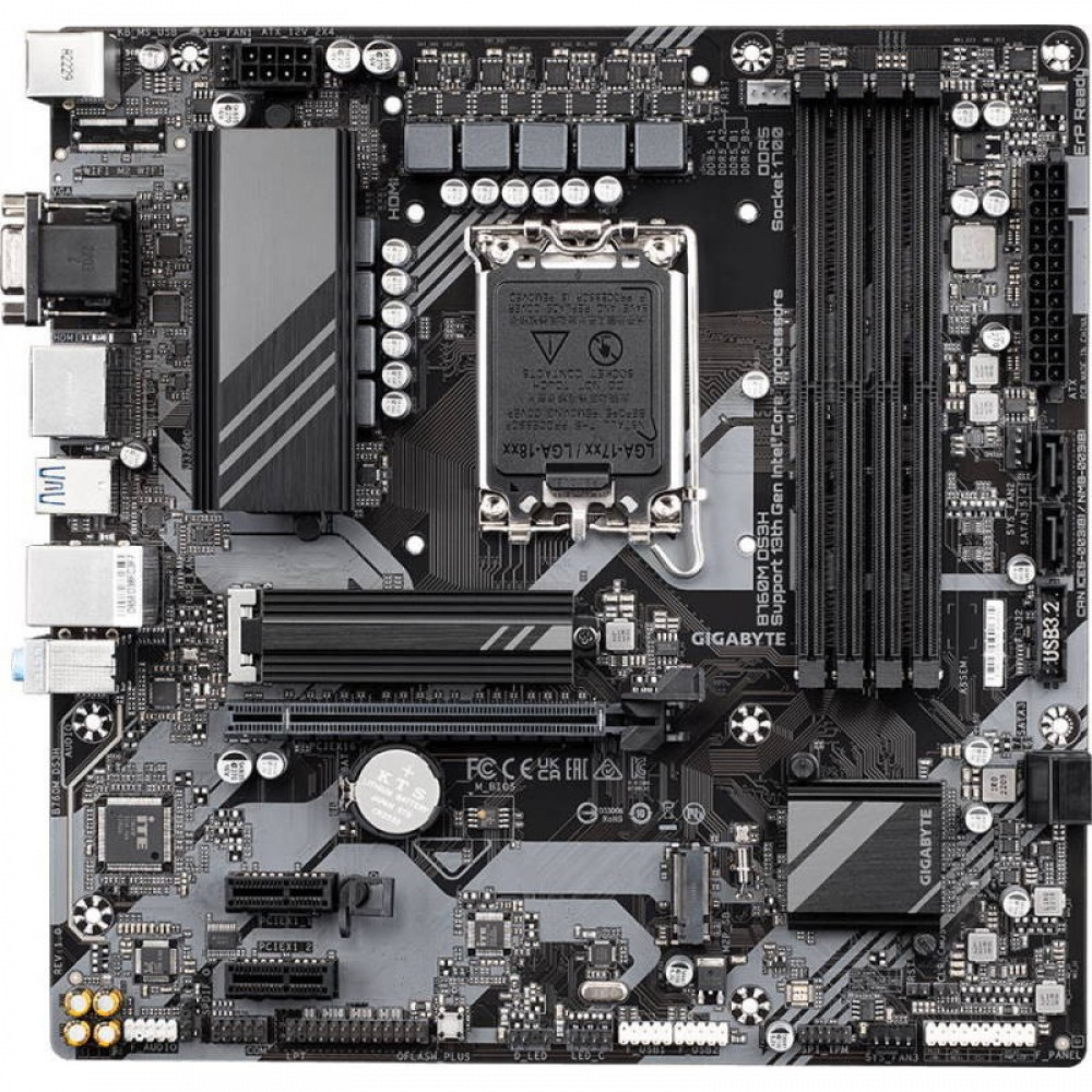 Материнская плата Gigabyte B760M DS3H Micro-ATX, LGA 1700 - миниатюра 2